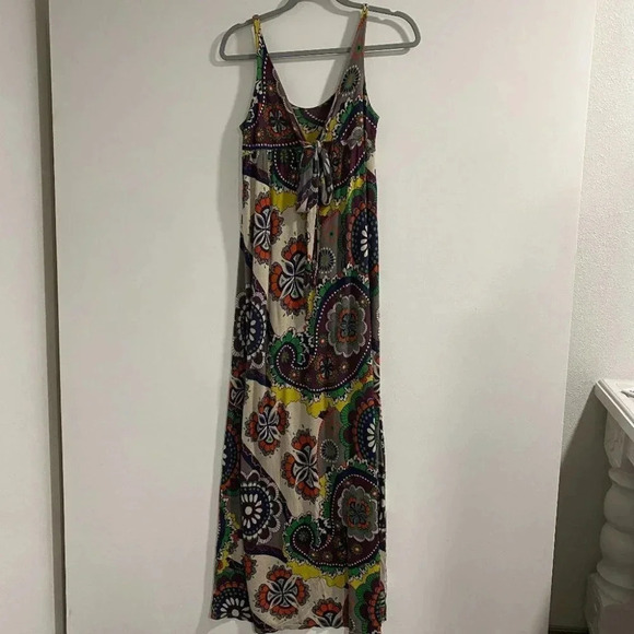 Fossil Dresses & Skirts - Fossil Maxi Knit Sundress Sz Floral‎ 70's Retro Vibes Knot Front Tank